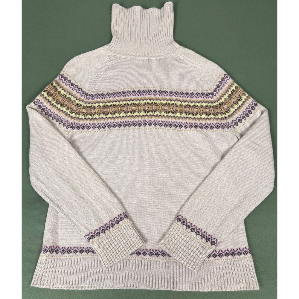 Eddie Bauer Roll Neck Sweater Womens XL Tall Lavender Fair Isle Angora Blend
